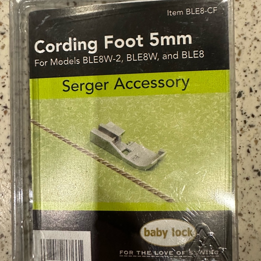 BRAND NEW BABYLOCK cording foot 5mm